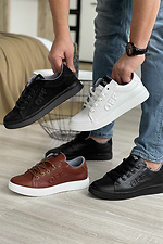 White leather men's sneakers  8018430 photo №2