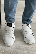 White leather men's sneakers  8018430 photo №4