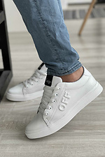 White leather men's sneakers  8018430 photo №5