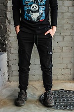 Коттоновые штаны карго на манжетах черного цвета Custom Wear 8025430 фото №2
