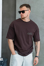 Men's oversized cotton T-shirt with Porsche print Brown Teamv 8034430 photo №1