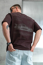 Men's oversized cotton T-shirt with Porsche print Brown Teamv 8034430 photo №4