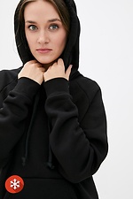 Black brushed cotton sweatshirt with hood Garne 3039431 photo №4
