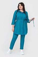 Женский льняной костюм FEKLA: удлиненная рубашка с поясом и разрезами, штаны высокой посадки Garne 3040431 фото №1
