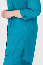 Женский льняной костюм FEKLA: удлиненная рубашка с поясом и разрезами, штаны высокой посадки Garne 3040431 фото №5