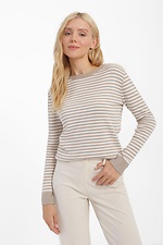Dzianinowy sweter damski z długim rękawem, kolor beżowy  4038431 zdjęcie №1