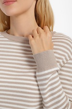 Dzianinowy sweter damski z długim rękawem, kolor beżowy  4038431 zdjęcie №3