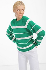 Green striped knitted jumper.  4038432 photo №1