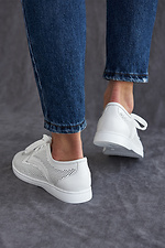 Летние женские туфли в спортивном стиле из натуральной кожи белого цвета 8019432 фото №5