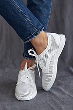 Летние женские туфли в спортивном стиле из натуральной кожи белого цвета 8019432 фото №6