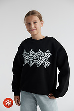 Children's sweatshirt with "Vyshyvanka" print in black Garne 9000432 photo №1