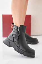 Black winter leather women's boots  2505433 photo №1