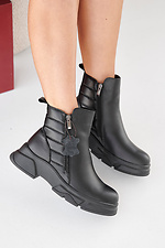 Black winter leather women's boots  2505433 photo №5