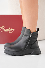 Black winter leather women's boots  2505433 photo №6