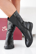 Schwarze Damen-Winterstiefel aus Leder 2505434 Foto №4
