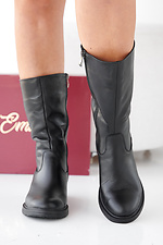 Schwarze Damen-Winterstiefel aus Leder 2505434 Foto №5