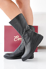 Black winter leather women's boots  2505434 photo №9