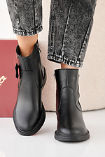 Schwarze Damen-Winterstiefel aus Leder 2505435 Foto №2