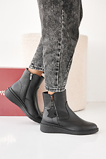 Schwarze Damen-Winterstiefel aus Leder 2505435 Foto №8