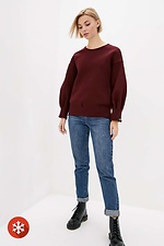 Burgundy brushed cotton sweater with puffed sleeves Garne 3039435 photo №2