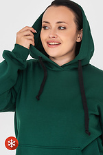 Утепленная кофта -кенгуру с капюшоном зеленого цвета Garne 3041435 фото №4
