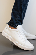 Spring men's sneakers made of white genuine leather  8019435 photo №1