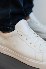 Spring men's sneakers made of white genuine leather  8019435 photo №3