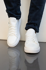 Spring men's sneakers made of white genuine leather  8019435 photo №4