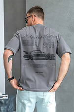 Men's oversized cotton T-shirt with Porsche print Gray Teamv 8034435 photo №2