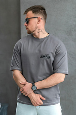 Men's oversized cotton T-shirt with Porsche print Gray Teamv 8034435 photo №4