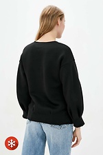 Czarny sweter z czesanej bawełny z bufiastymi rękawami Garne 3039436 zdjęcie №3
