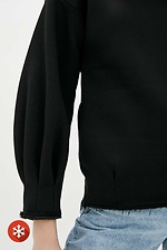Black brushed cotton sweater with puffed sleeves Garne 3039436 photo №4