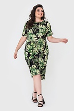 Асимметричное штапельное платье AVALINA с короткими рукавами в тропический принт Garne 3040436 фото №2