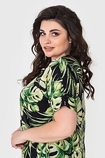 Асимметричное штапельное платье AVALINA с короткими рукавами в тропический принт Garne 3040436 фото №4