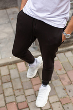 Black cotton sweatpants with cuffs Without 8048436 photo №1