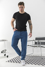 Мужские джинсы Regular Fit Karma голубого цвета Without 8049436 фото №2