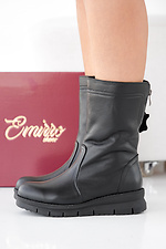Schwarze Damen-Winterstiefel aus Leder 2505437 Foto №2