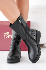 Schwarze Damen-Winterstiefel aus Leder 2505437 Foto №4