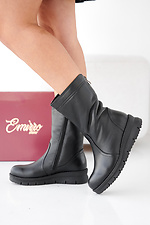 Schwarze Damen-Winterstiefel aus Leder 2505437 Foto №5