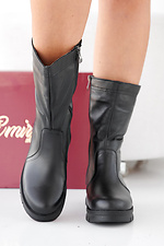 Schwarze Damen-Winterstiefel aus Leder 2505437 Foto №8
