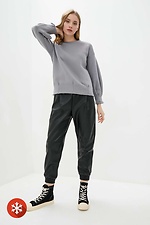 Gray brushed cotton sweater with puffed sleeves Garne 3039437 photo №2