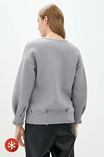 Gray brushed cotton sweater with puffed sleeves Garne 3039437 photo №3