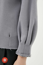 Szary sweter z czesanej bawełny z bufiastymi rękawami Garne 3039437 zdjęcie №4