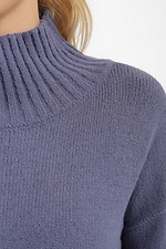 Вязаный оверсайз свитер с высоким горлом  4038437 фото №4