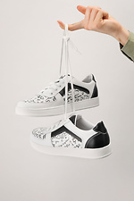 White leather sneakers in black pattern  4205437 photo №1