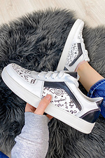 White leather sneakers in black pattern  4205437 photo №3