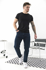 Мужские джинсы Regular Fit Without Karma темно-синего цвета Without 8049437 фото №4