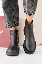 Black winter leather women's boots  2505438 photo №2