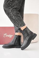 Black winter leather women's boots  2505438 photo №4