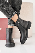 Black winter leather women's boots  2505438 photo №6